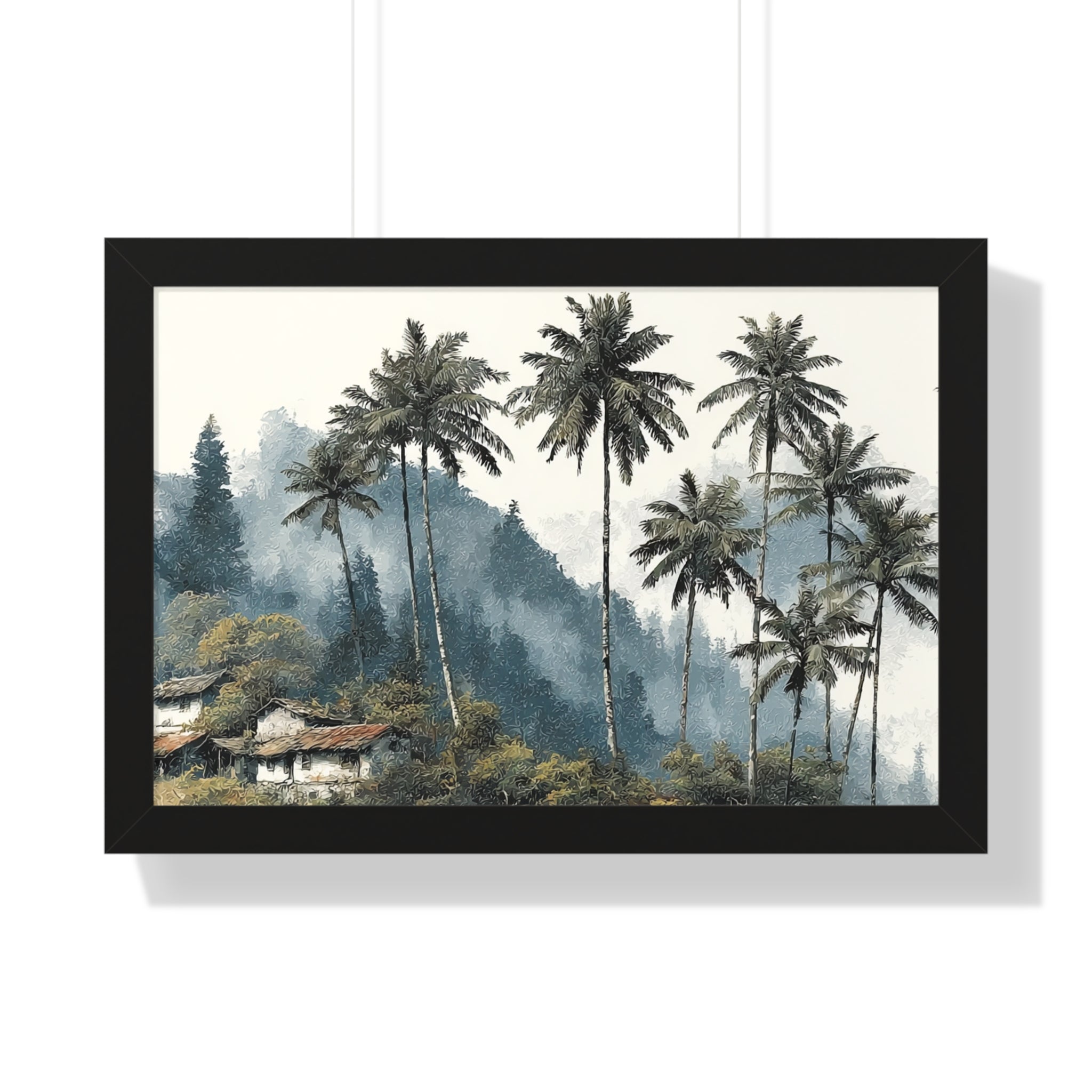 Tropical Palm Landscape Framed Poster — Serene Coastal Palm Trees Wall Art