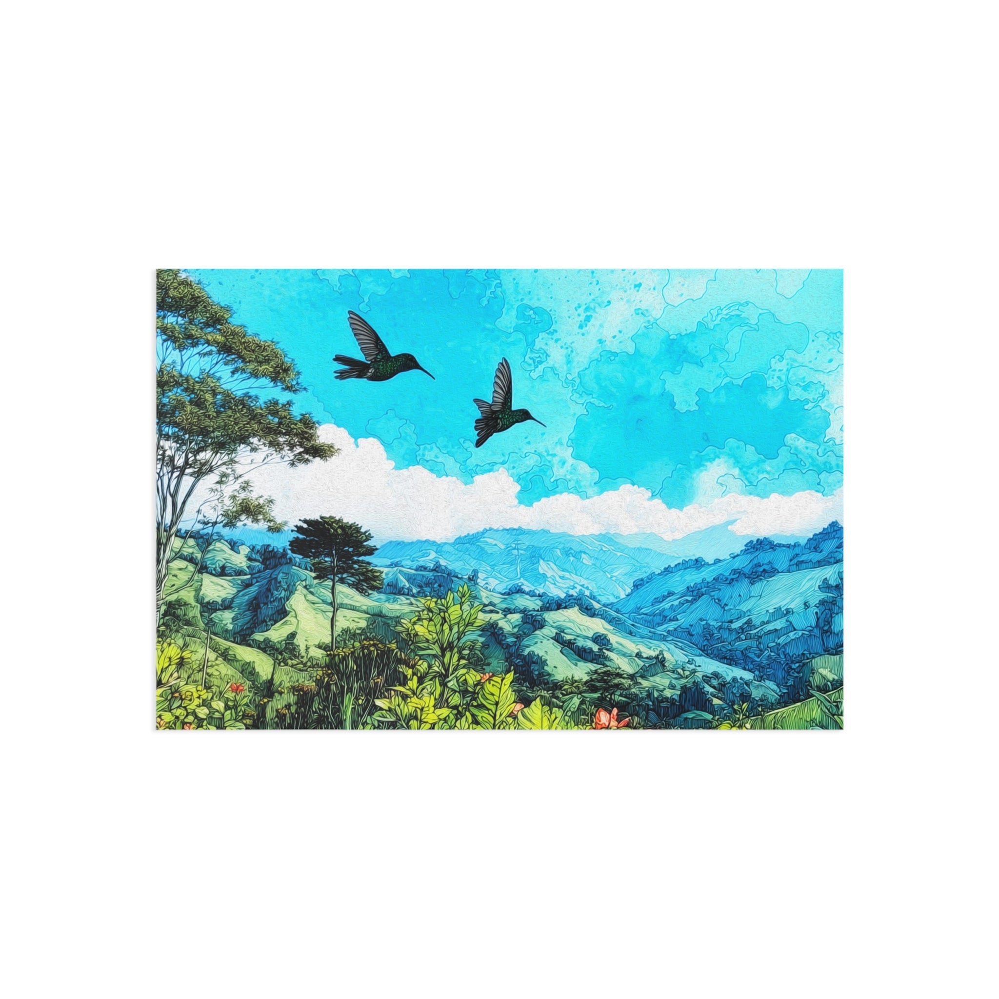 Scenic Mountain Landscape Postcards — Fine Art Birds & Blue Sky (Set)
