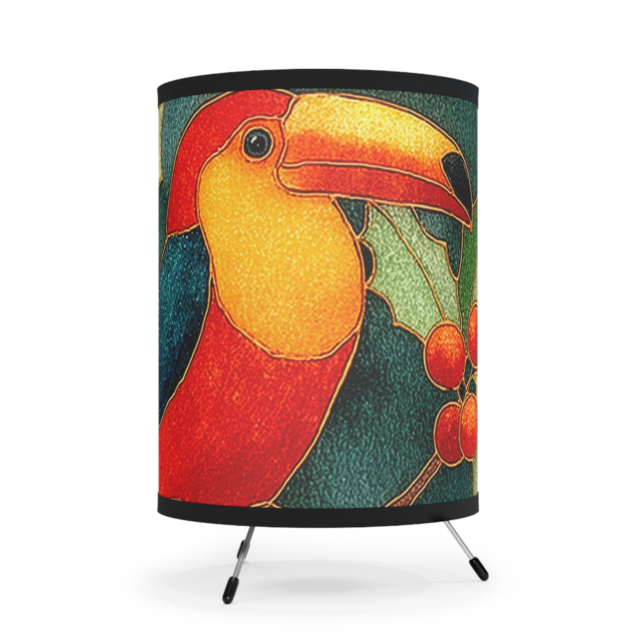 Tropical Toucan Tripod Lamp — Printed Shade Lamp with Vibrant Bird Art