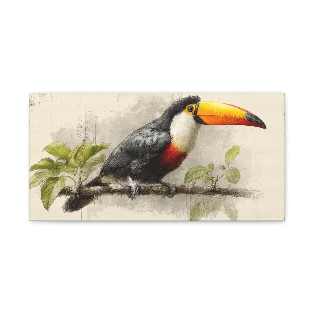 Toucan Canvas Wall Art — Tropical Bird Stretched Matte Print