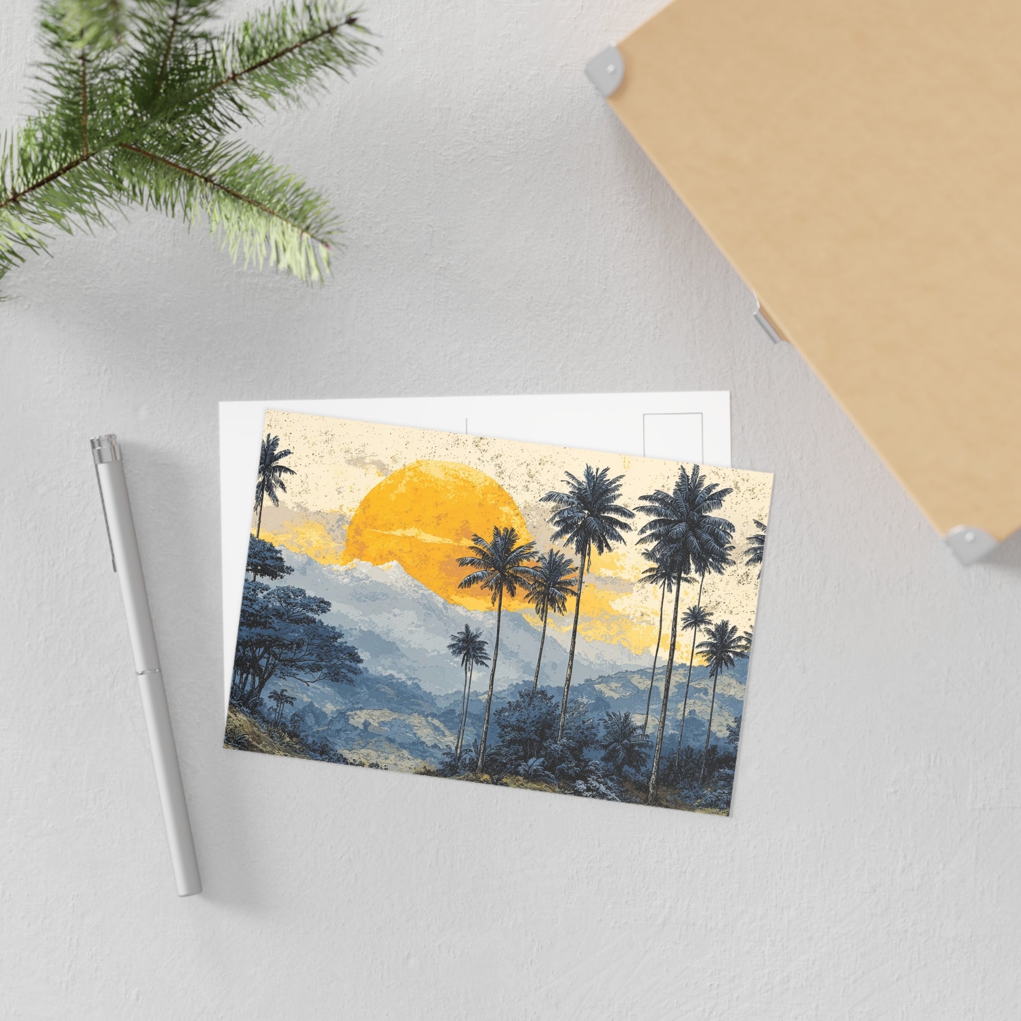 Fine Art Postcards — Tropical Sunset Palm Landscape Set