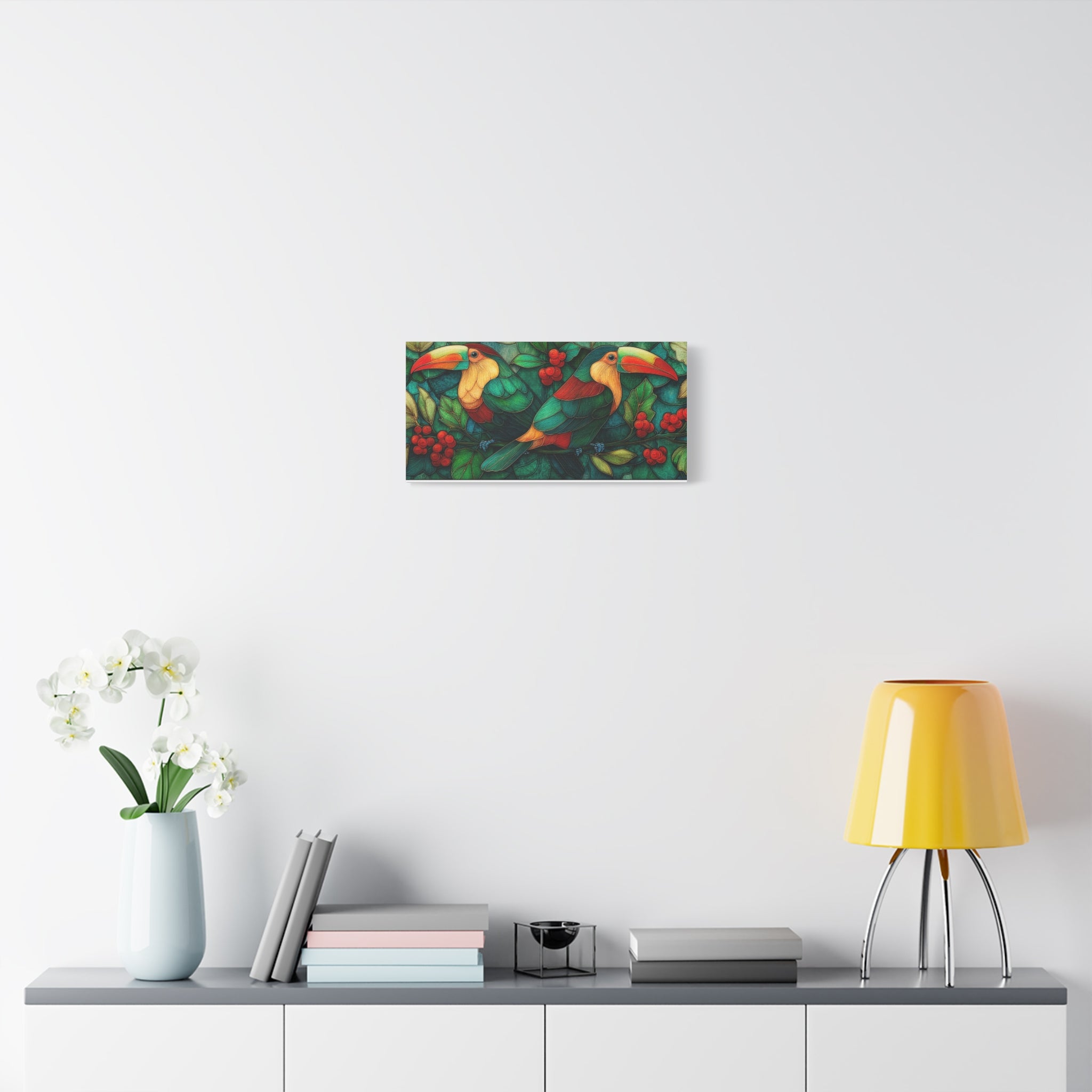 Festive Holliday Tropical Toucan Matte Canvas Wall Art — Stretched 1.25"