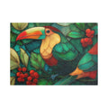 Tropical Toucan Satin Canvas Print — Colorful Jungle Wall Art (Stretched)