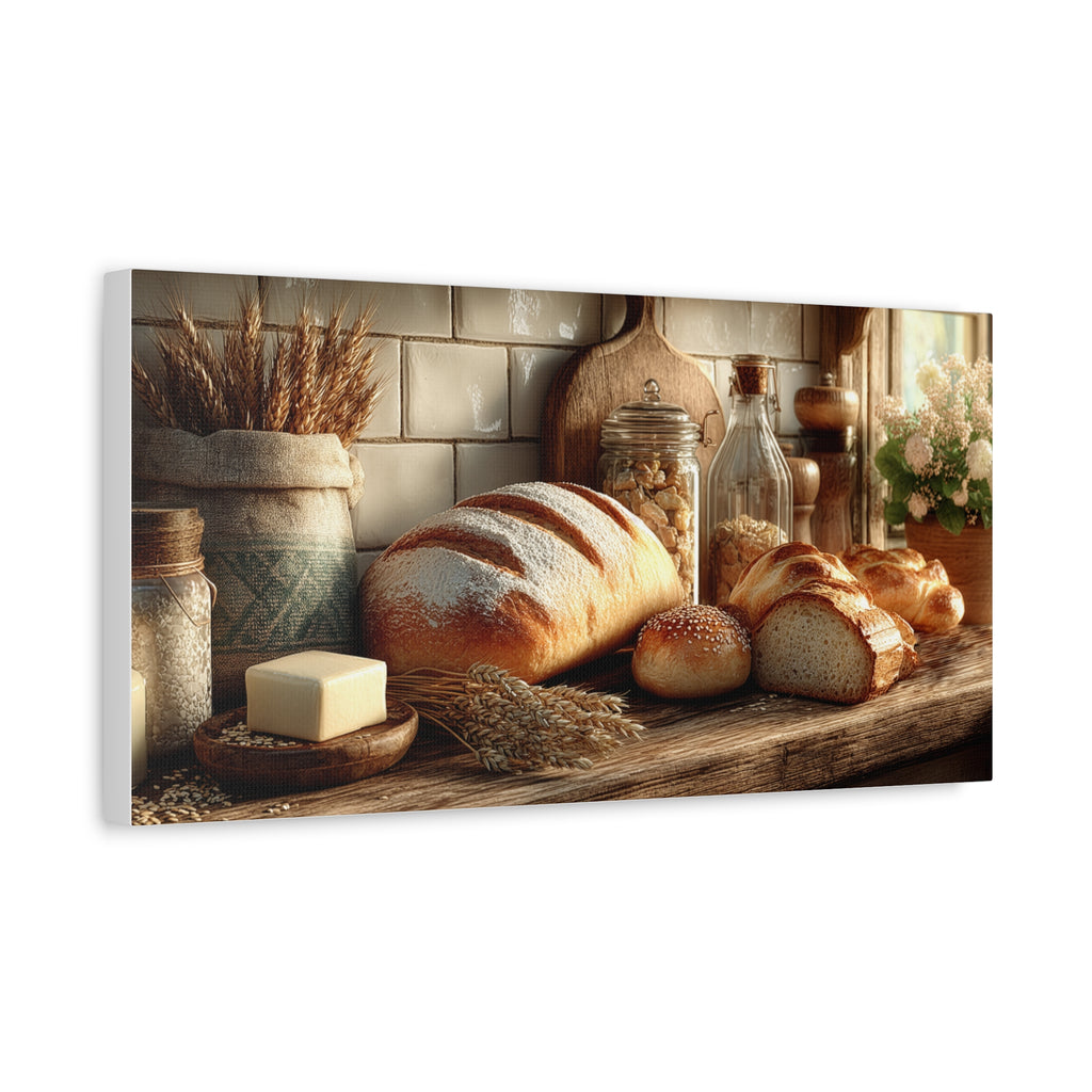 Sunlit Kitchen Bread Canvas — Matte Stretched Wall Art
