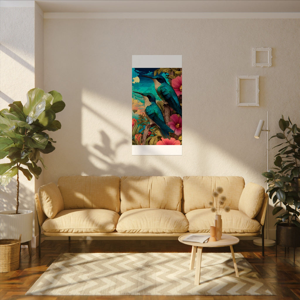 Hummingbird Watercolor Art Poster — Textured Matte Nature Print