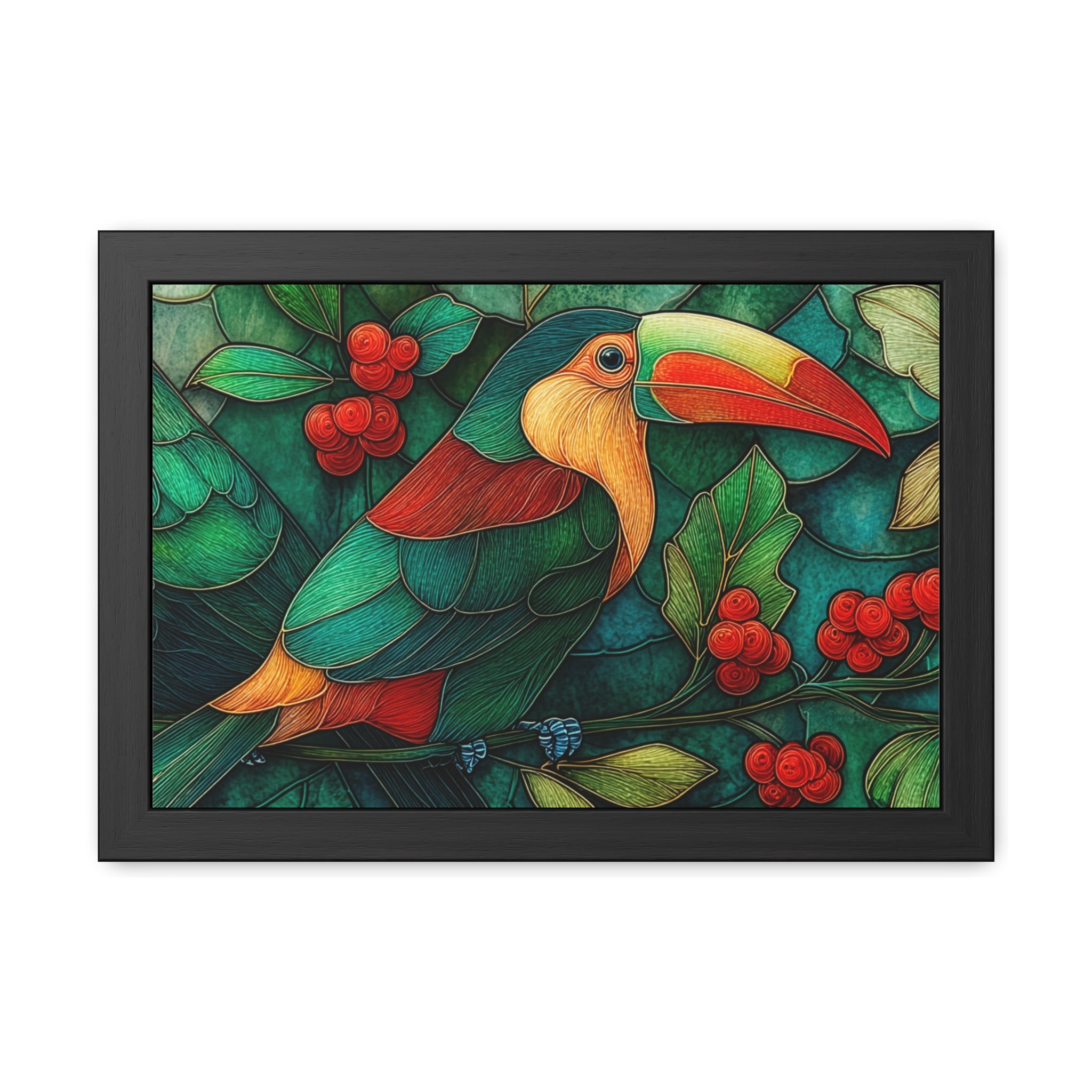 Toucan Jungle Framed Poster — Colorful Tropical Bird Wall Art