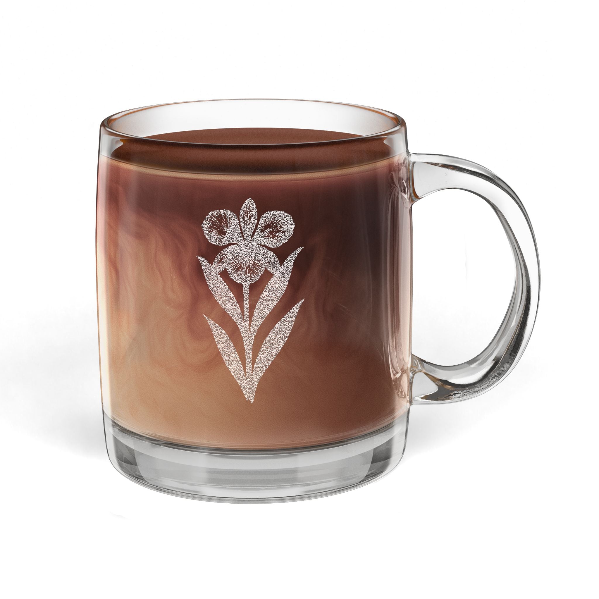 Cattleya Trianae Engraved 12.25oz Glass Coffee Mug