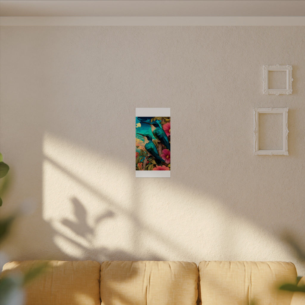 Hummingbird Watercolor Art Poster — Textured Matte Nature Print