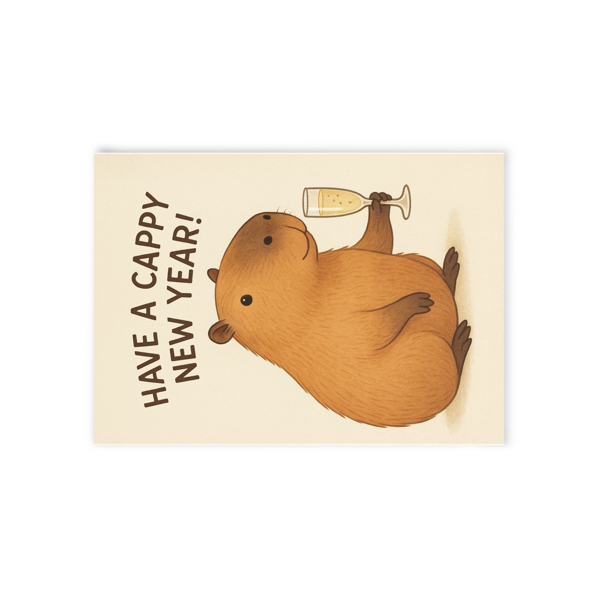 Have a Cappy New Year! Cute Capybara New Year Holiday Card