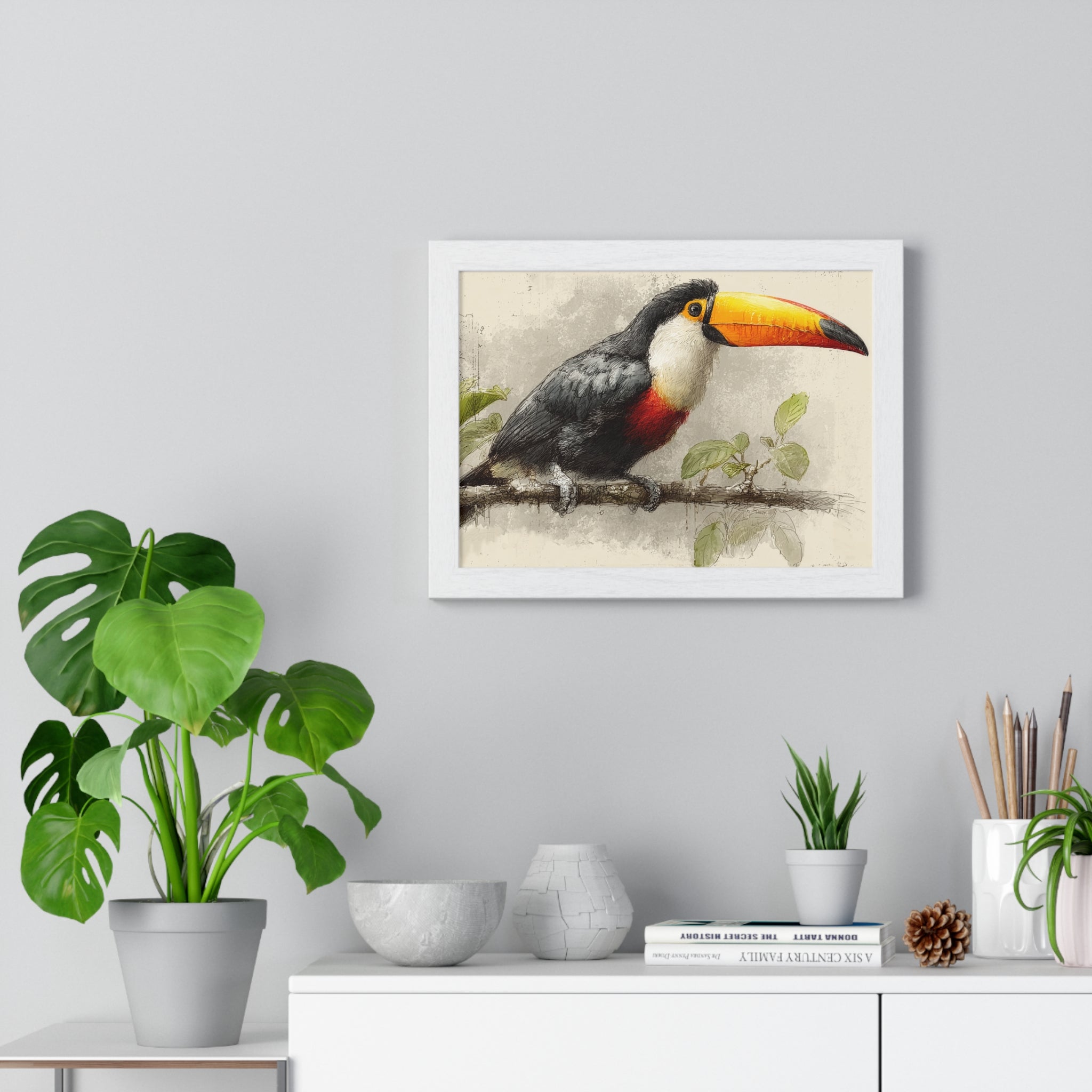 Toucan Art Framed Poster — Tropical Bird Wall Art for Living Room & Office