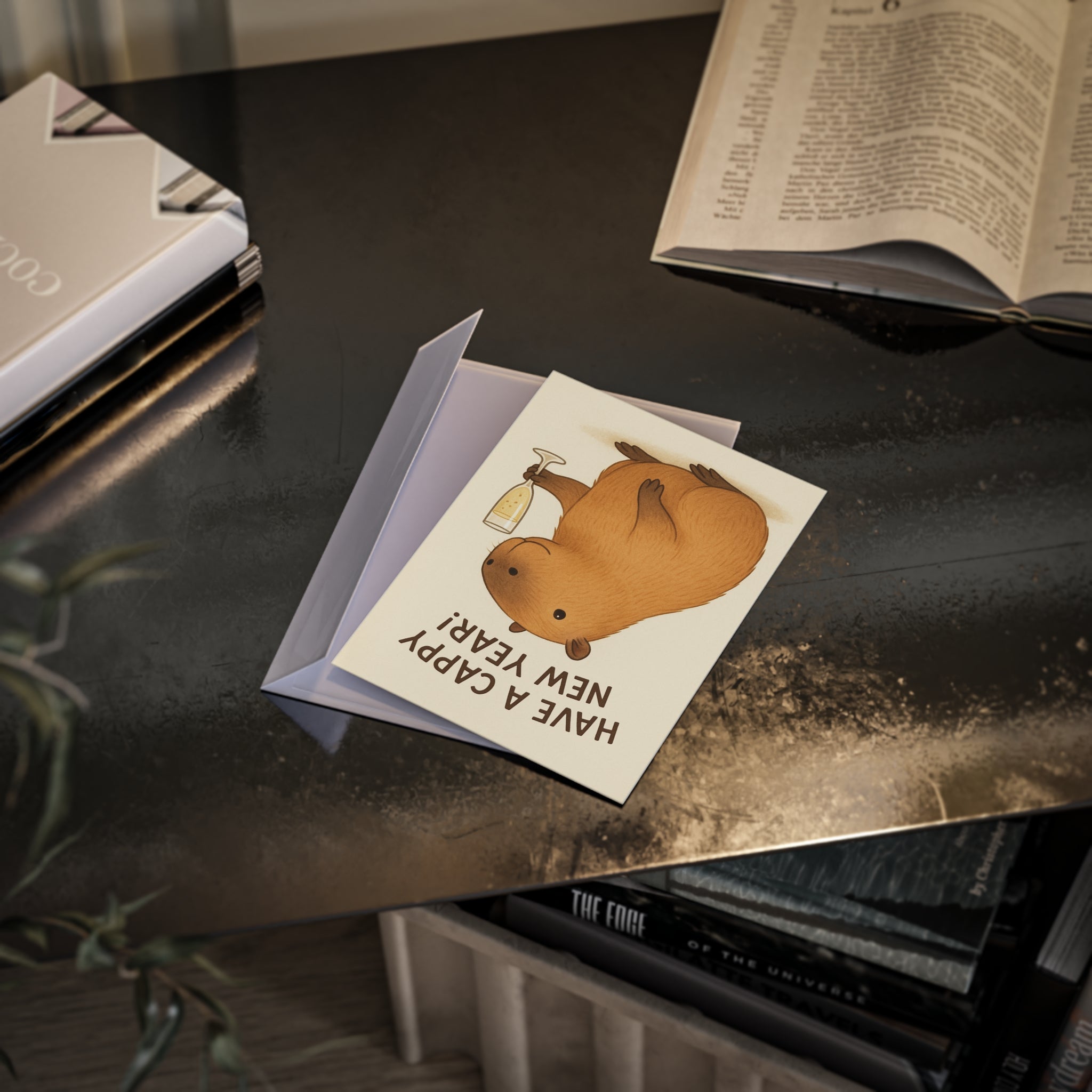 Have a Cappy New Year! Cute Capybara New Year Holiday Card