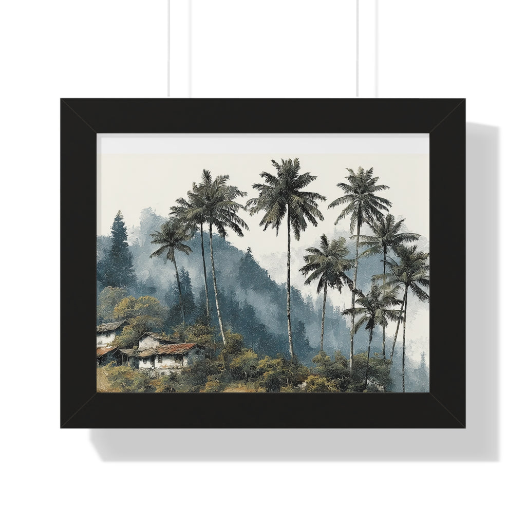 Tropical Palm Landscape Framed Print — Serene Coastal Palm Trees Wall Art