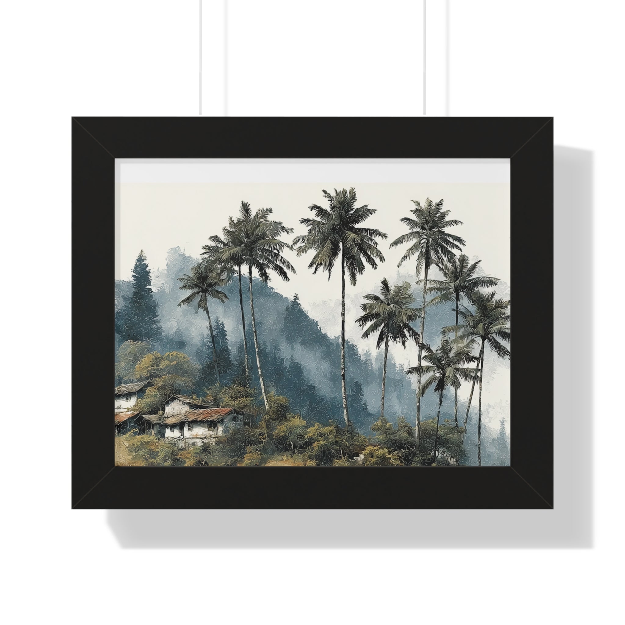 Tropical Palm Landscape Framed Poster — Serene Coastal Palm Trees Wall Art