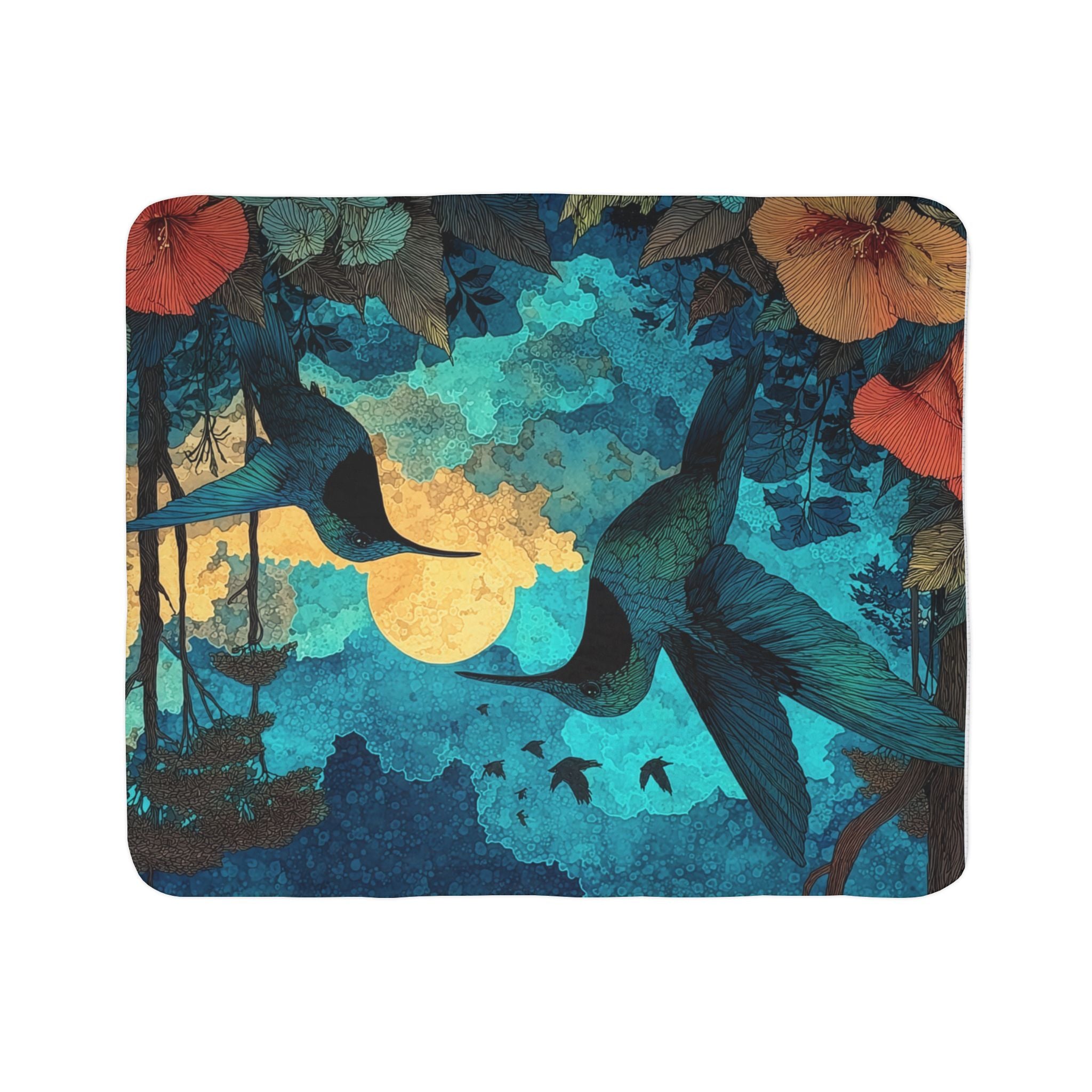 Dance of the Hummingbirds Moonlight Sherpa Blanket